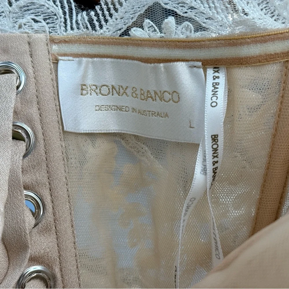 🆕 BRONX & BANCO 🧿 NWOT Maraya Blanc Lace Mini Dress, Sz L US 8